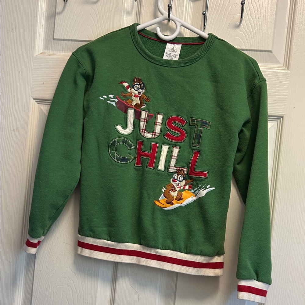 Disney Green Sweatshirt with Cartoon Characters